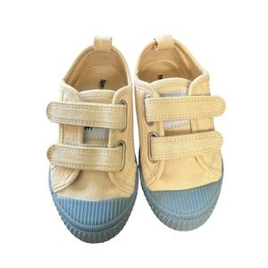 Happy nocnoc Beige and Blue Kids Velcro Sneakers